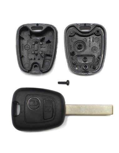 Ricambio Chiave 2 Tasti Guscio con Lama per Telecomando Peugeot Nero  103 106 107 206 207 307 308 406 407 508 806 1007