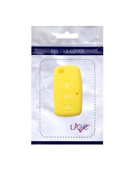 Guscio Silicone Cover Chiave per Telecomando Volkswagen Seat Skoda Portachiave Giallo VW Golf Passat Polo Touran Tiguan Eos Sharan Touareg Phateon Caddy T5 Amarok Lupo Seat Altea Alhambra Leon Ibiza Exeo Cordoba Arosa Skoda Octavia Fabia Superb Roomster