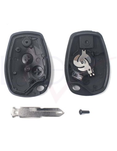 Ricambio Chiave 2 Tasti Guscio con Lama per Telecomando Renault Nero  Twingo Clio Modus Megane Laguna Kangoo Espace Traffic Master Dacia Logan Sandero Duster Opel Vivaro Movano Nissan Interstar