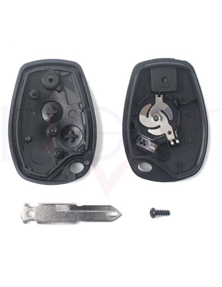 Ricambio Chiave 2 Tasti Guscio con Lama per Telecomando Renault Nero  Twingo Clio Modus Megane Laguna Kangoo Espace Traffic Master Dacia Logan Sandero Duster Opel Vivaro Movano Nissan Interstar