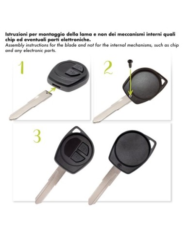 Ricambio Guscio Scocca Chiave per Telecomando a 2 Tasti Suzuki Swift Vitara Jimny Gran Vitara Ignis Alto SX4 Liana Splash Baleno Karimun Wagon R Opel Agila Fiat Sedici Cover con vite