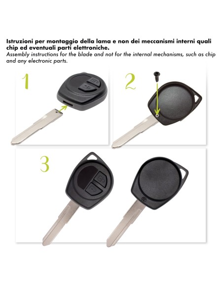 Ricambio Guscio Scocca Chiave per Telecomando a 2 Tasti Suzuki Swift Vitara Jimny Gran Vitara Ignis Alto SX4 Liana Splash Baleno Karimun Wagon R Opel Agila Fiat Sedici Cover con vite