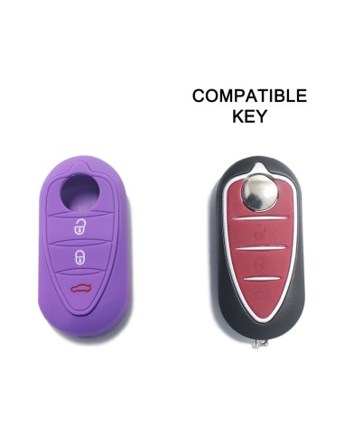 Guscio in Silicone Cover Chiave per Telecomando Alfa Romeo MiTo Giulietta Brera 159 Portachiave Viola