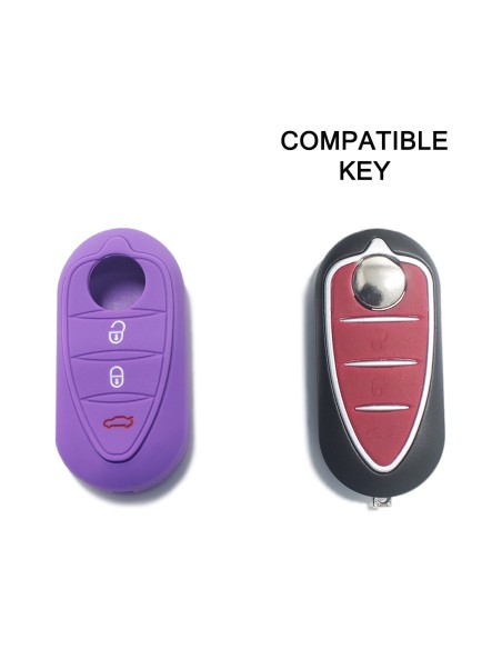 Guscio in Silicone Cover Chiave per Telecomando Alfa Romeo MiTo Giulietta Brera 159 Portachiave Viola