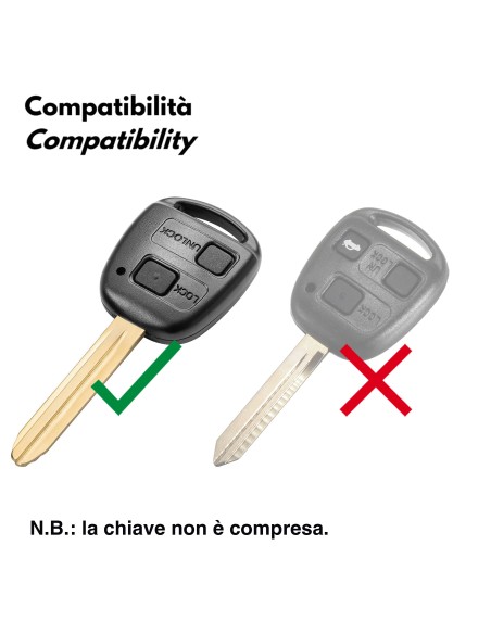 Guscio per Chiave Toyota Yaris, RAV4, Prado, Corolla, Land, Cruiser, Previa, Echo, Tarago, Alphard