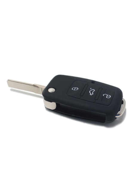 Guscio in Silicone Cover Chiave per Telecomando Volkswagen Seat Skoda Portachiave Nero VW Golf Passat Polo Touran Tiguan Eos Sharan Touareg Phateon Caddy T5 Amarok Lupo Seat Altea Alhambra Leon Ibiza Exeo Cordoba Arosa Skoda Octavia Fabia Superb Roomster