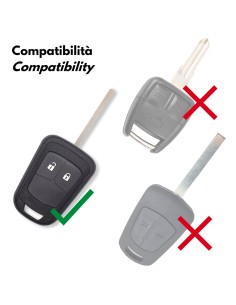 Scocca per Chiave a 2 Tasti Compatibile con Opel Astra, Insignia, Meriva, Zafira, Mokka, Chevrolet Orlando, Aveo, Guscio Cover Ricambio Telecomando in Plastica con Lama 2