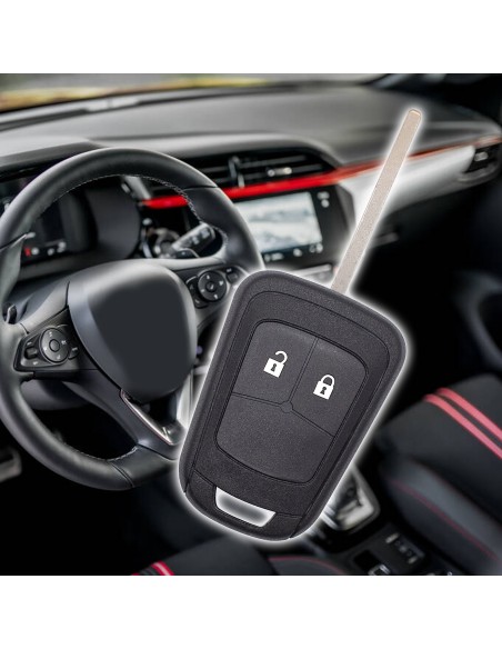 Scocca per Chiave a 2 Tasti Compatibile con Opel Astra, Insignia, Meriva, Zafira, Mokka, Chevrolet Orlando, Aveo, Guscio Cover Ricambio Telecomando in Plastica con Lama