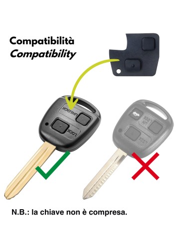Tasto di Ricambio per Chiave Toyota Yaris, RAV4, Prado, Corolla, Land, Cruiser, Previa, Echo, Tarago, Alphard