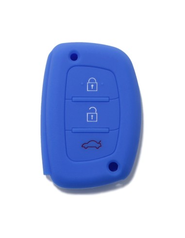 Guscio Silicone Cover Chiave per Telecomando Hyundai Portachiavi Blu 3 Tasti i10 i20 i30 i40 ix20 ix25 ix30 ix35 ix45 ix55 Solaris Mistra Verna Sonata Santa Fe Tucson