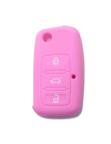 Guscio in Silicone Cover Chiave per Telecomando Volkswagen Seat Skoda Portachiave Rosa VW Golf Passat Polo Touran Tiguan Eos Sharan Touareg Phateon Caddy T5 Amarok Lupo Seat Altea Alhambra Leon Ibiza Exeo Cordoba Arosa Skoda Octavia Fabia Superb Roomster
