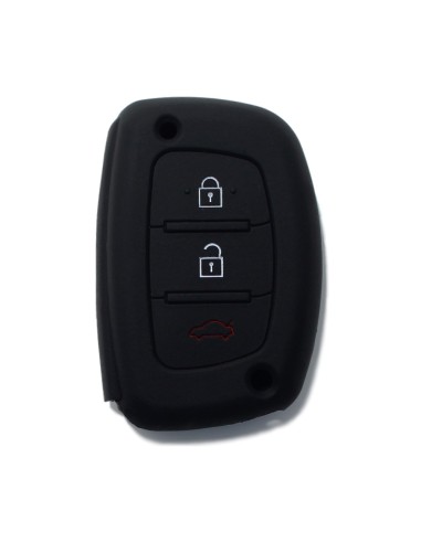 Guscio Silicone Cover Chiave per Telecomando Hyundai Portachiavi Nero 3 Tasti i10 i20 i30 i40 ix20 ix25 ix30 ix35 ix45 ix55 Solaris Mistra Verna Sonata Santa Fe Tucson