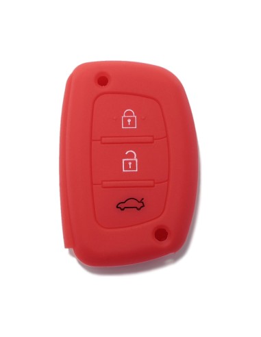 Guscio Silicone Cover Chiave per Telecomando Hyundai Portachiavi Rosso 3 Tasti i10 i20 i30 i40 ix20 ix25 ix30 ix35 ix45 ix55 Solaris Mistra Verna Sonata Santa Fe Tucson