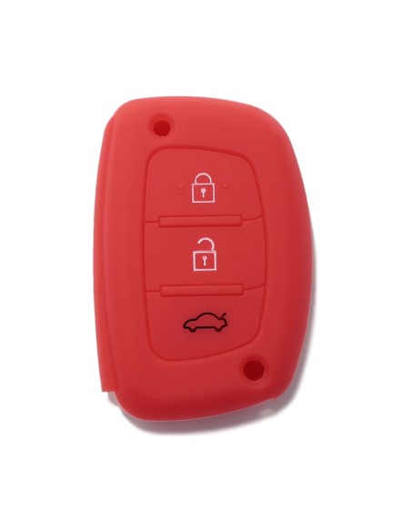 Guscio Silicone Cover Chiave per Telecomando Hyundai Portachiavi Rosso 3 Tasti i10 i20 i30 i40 ix20 ix25 ix30 ix35 ix45 ix55 Solaris Mistra Verna Sonata Santa Fe Tucson