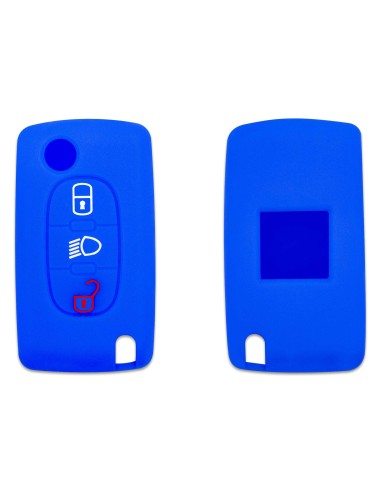 Guscio in Silicone Cover Chiave per Telecomando Citroen Peugeot 106 107 206 207 307 308 407 408 409 607 Portachiave Blu