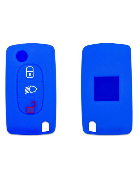 Guscio in Silicone Cover Chiave per Telecomando Citroen Peugeot 106 107 206 207 307 308 407 408 409 607 Portachiave Blu