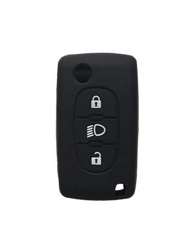 Guscio in Silicone Cover Chiave per Telecomando Citroen Peugeot 106 107 206 207 307 308 407 408 409 607 Portachiave Nero
