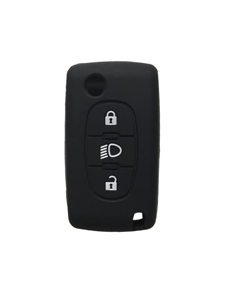Guscio in Silicone Cover Chiave per Telecomando Citroen Peugeot 106 107 206 207 307 308 407 408 409 607 Portachiave Nero
