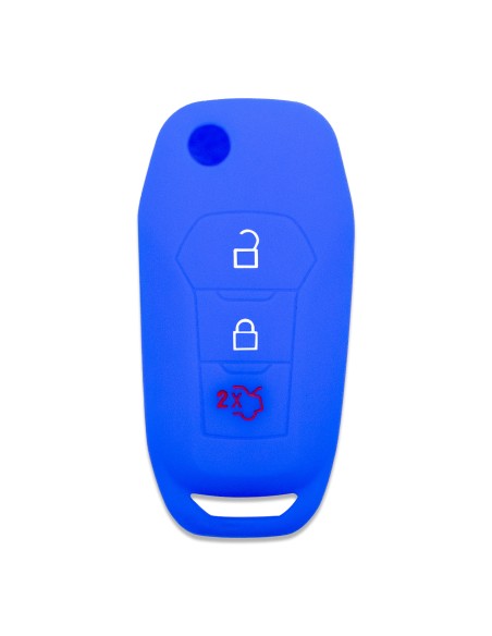 Guscio Silicone Cover Chiave a Scatto Telecomando Ford Portachiave BLU Tasti 3 Fiesta Focus Galaxy Fusion Mondeo B-Max C-Max S-Max Kuga Ecosport