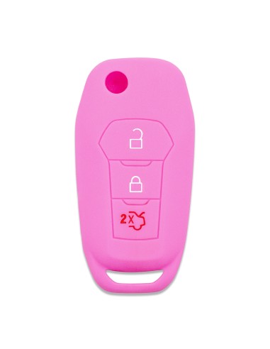 Guscio Silicone Cover Chiave a Scatto Telecomando Ford Portachiave ROSA Tasti 3 Fiesta Focus Galaxy Fusion Mondeo B-Max C-Max S-Max Kuga Ecosport