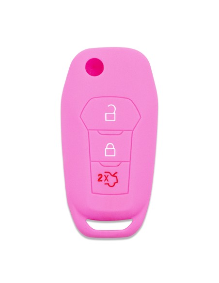 Guscio Silicone Cover Chiave a Scatto Telecomando Ford Portachiave ROSA Tasti 3 Fiesta Focus Galaxy Fusion Mondeo B-Max C-Max S-Max Kuga Ecosport