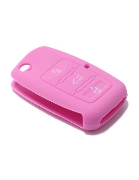 Guscio in Silicone Cover Chiave per Telecomando Volkswagen Seat Skoda Portachiave Rosa VW Golf Passat Polo Touran Tiguan Eos Sharan Touareg Phateon Caddy T5 Amarok Lupo Seat Altea Alhambra Leon Ibiza Exeo Cordoba Arosa Skoda Octavia Fabia Superb Roomster