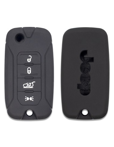 Guscio in Silicone Cover per Chiave 4 Tasti Jeep Renegade Telecomando Auto - Nero
