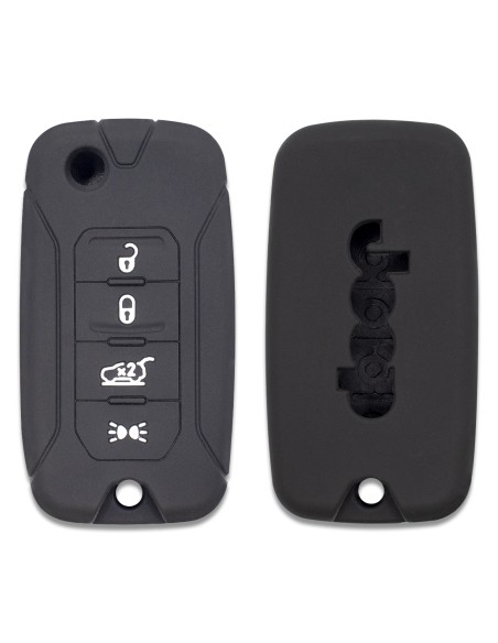 Guscio in Silicone Cover per Chiave 4 Tasti Jeep Renegade Telecomando Auto - Nero
