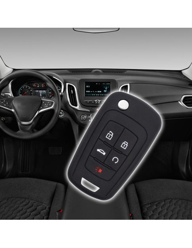 Guscio in Silicone per Chiave 5 Tasti Chevrolet Malibu, Camaro, Cruze, Sonic, Equinox - Nero