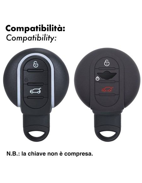 Guscio in Silicone per Chiave Mini Cooper, One, Hatchback, Clubman, Countryman - NERO