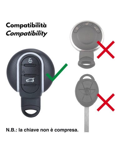 Guscio in Silicone per Chiave Mini Cooper, One, Hatchback, Clubman, Countryman - NERO