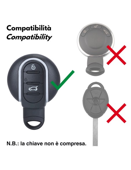Guscio in Silicone per Chiave Mini Cooper, One, Hatchback, Clubman, Countryman - NERO