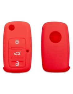 Guscio in Silicone Cover Chiave per Telecomando Volkswagen Seat Skoda Portachiave Rosso VW Golf Passat Polo Touran Tiguan Eos Sharan Touareg Phateon Caddy T5 Amarok Lupo Seat Altea Alhambra Leon Ibiza Exeo Cordoba Arosa Skoda Octavia Fabia Superb Roomster