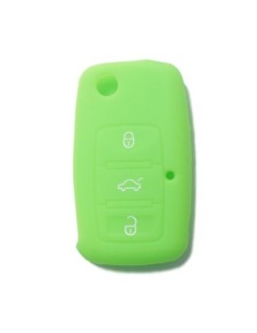 Guscio in Silicone Cover Chiave per Telecomando Volkswagen Seat Skoda Portachiave Verde VW Golf Passat Polo Touran Tiguan Eos Sharan Touareg Phateon Caddy T5 Amarok Lupo Seat Altea Alhambra Leon Ibiza Exeo Cordoba Arosa Skoda Octavia Fabia Superb Roomster