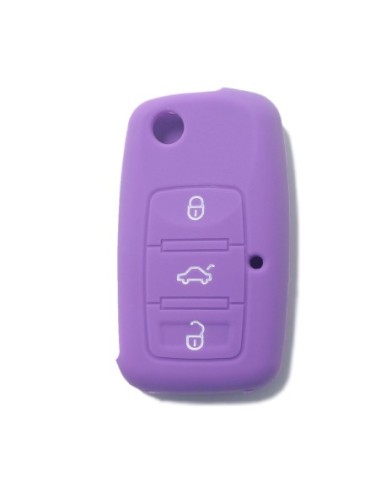 Guscio in Silicone Cover Chiave per Telecomando Volkswagen Seat Skoda Portachiave Viola VW Golf Passat Polo Touran Tiguan Eos Sharan Touareg Phateon Caddy T5 Amarok Lupo Seat Altea Alhambra Leon Ibiza Exeo Cordoba Arosa Skoda Octavia Fabia Superb Roomster