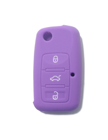 Guscio in Silicone Cover Chiave per Telecomando Volkswagen Seat Skoda Portachiave Viola VW Golf Passat Polo Touran Tiguan Eos Sharan Touareg Phateon Caddy T5 Amarok Lupo Seat Altea Alhambra Leon Ibiza Exeo Cordoba Arosa Skoda Octavia Fabia Superb Roomster