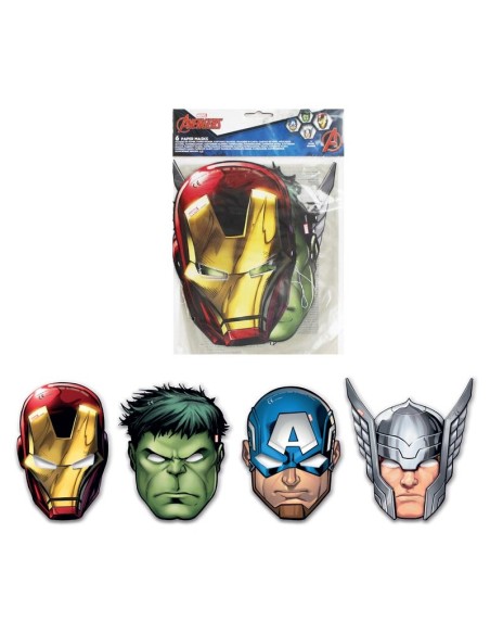 Maschere Avengers Mighty in carta 6 pz