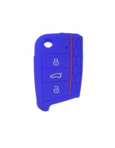 Guscio in Silicone Cover Chiave per Telecomando Volkswagen Golf (Serie 7) Seat Leon 7 Ibiza 7 Skoda Octavia A7 Portachiave Blu