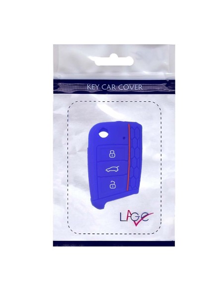 Guscio in Silicone Cover Chiave per Telecomando Volkswagen Golf (Serie 7) Seat Leon 7 Ibiza 7 Skoda Octavia A7 Portachiave Blu