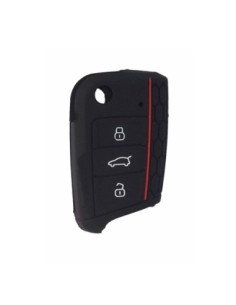 Guscio in Silicone Cover Chiave per Telecomando Volkswagen Golf (Serie 7) Seat Leon 7 Ibiza 7 Skoda Octavia A7 Portachiave Nero