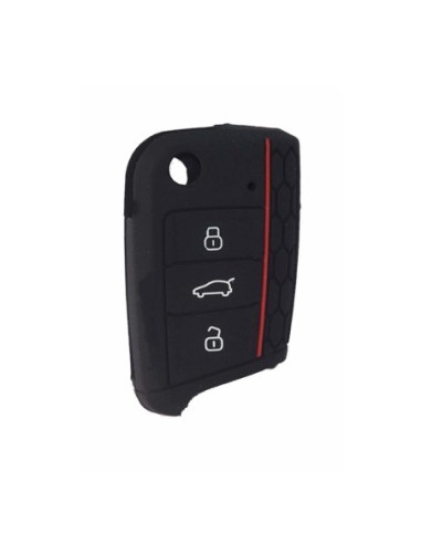 Guscio in Silicone Cover Chiave per Telecomando Volkswagen Golf (Serie 7) Seat Leon 7 Ibiza 7 Skoda Octavia A7 Portachiave Nero