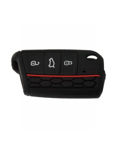 Guscio in Silicone Cover Chiave per Telecomando Volkswagen Golf (Serie 7) Seat Leon 7 Ibiza 7 Skoda Octavia A7 Portachiave Nero