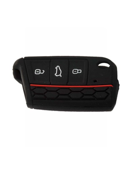 Guscio in Silicone Cover Chiave per Telecomando Volkswagen Golf (Serie 7) Seat Leon 7 Ibiza 7 Skoda Octavia A7 Portachiave Nero