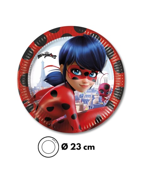 Piatto 23 cm 8 pz * Miraculous Ladybug
