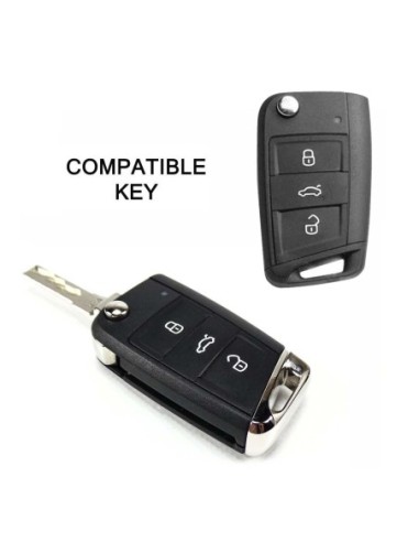 Guscio in Silicone Cover Chiave per Telecomando Volkswagen Golf (Serie 7) Seat Leon 7 Ibiza 7 Skoda Octavia A7 Portachiave Rosa