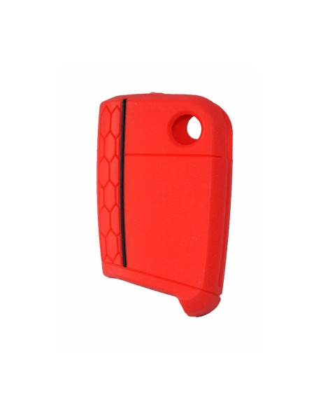 Guscio in Silicone Cover Chiave per Telecomando Volkswagen Golf (Serie 7) Seat Leon 7 Ibiza 7 Skoda Octavia A7 Portachiave Rosso
