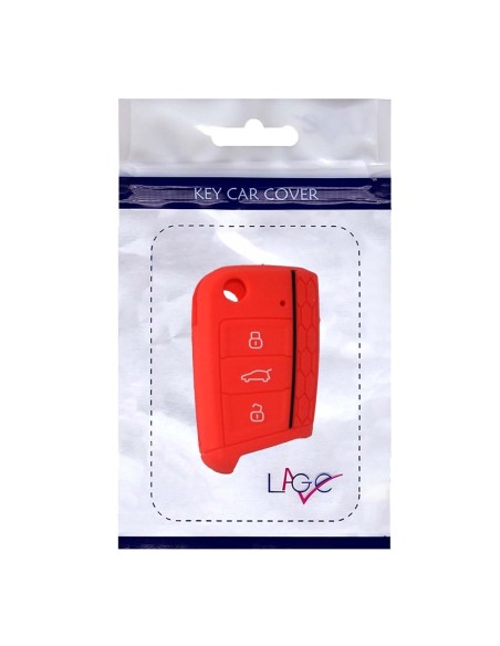 Guscio in Silicone Cover Chiave per Telecomando Volkswagen Golf (Serie 7) Seat Leon 7 Ibiza 7 Skoda Octavia A7 Portachiave Rosso