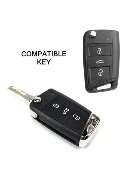 Guscio in Silicone Cover Chiave per Telecomando Volkswagen Golf (Serie 7) Seat Leon 7 Ibiza 7 Skoda Octavia A7 Portachiave Rosso