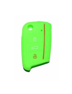 Guscio in Silicone Cover Chiave per Telecomando Volkswagen Golf (Serie 7) Seat Leon 7 Ibiza 7 Skoda Octavia A7 Portachiave Verde