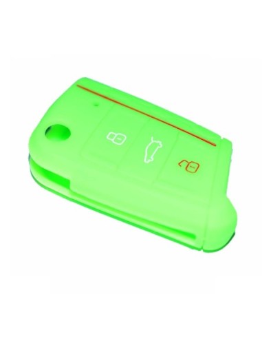 Guscio in Silicone Cover Chiave per Telecomando Volkswagen Golf (Serie 7) Seat Leon 7 Ibiza 7 Skoda Octavia A7 Portachiave Verde